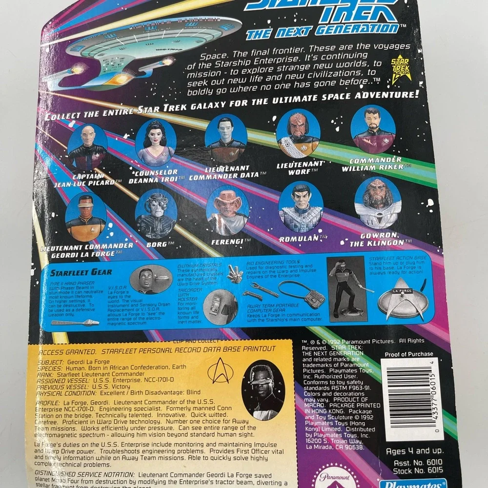 Vtg. 92 Star Trek Geordi La Forge The Next Generation Action Figure SEALED